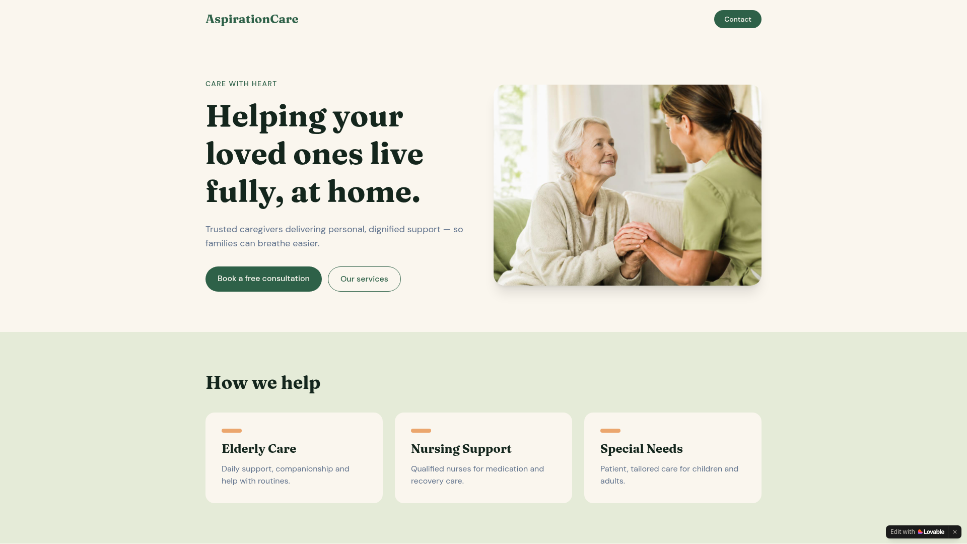 AspirationCare website preview